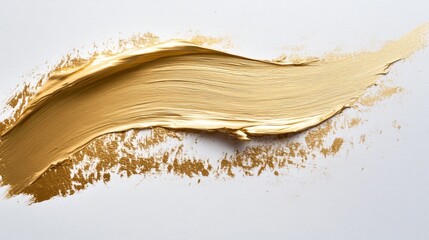 Poster - Creative gold paint stroke studio artistic texture clean background close-up visual art concept