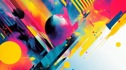 Poster - Dynamic color explosion abstract art graphic design digital space close-up vibrant creativity