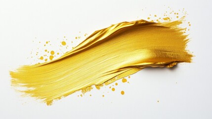 Poster - Dynamic gold paint stroke action art studio visual element bright environment close-up viewpoint creative expression
