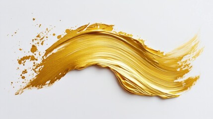 Poster - Dynamic golden brush stroke art studio setting abstract visuals minimalist design close-up view creative expression