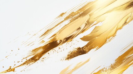 Poster - Dynamic golden brush strokes artistic creation abstract design studio space close-up view modern art concept