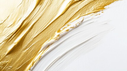 Poster - Artistic gold and white paint swirls studio setting abstract photography bright environment close-up view creativity concept