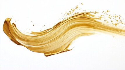 Poster - Vibrant gold paint stroke artistic studio abstract image creative environment close-up view visual art concept