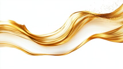 Poster - Fluid gold wave motion abstract art digital design minimalist style aesthetic viewpoint creative concept for visual impact