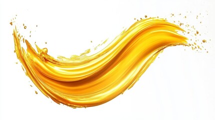 Poster - Dynamic golden paint stroke artwork studio setting digital illustration creative environment bold perspective modern art concept
