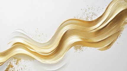 Poster - Dynamic gold brush stroke art studio setting digital artwork minimalist design abstract concept for creative branding