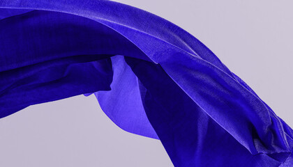 Fototapete - A beautiful blue piece of fabric fluttering in the wind, 3d rendering