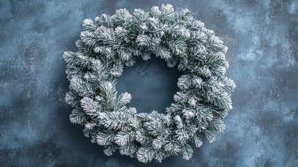 Wall Mural - Frosted pine branch wreath or Wreath of snowy fir branches