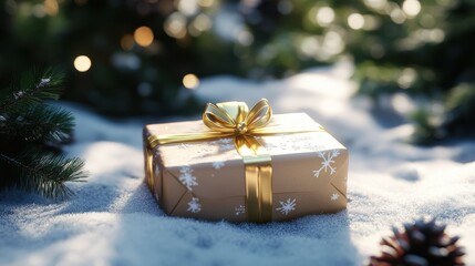Wall Mural - christmas gift winter snow backgrounds.