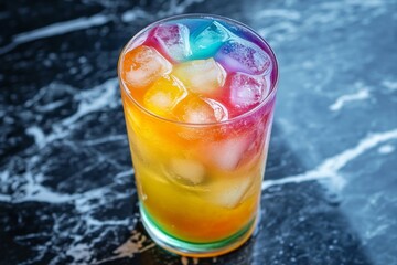 Wall Mural - Rainbow Cocktail with Vibrant Ice Cubes