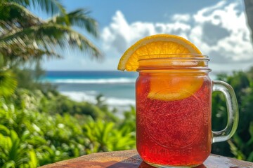 Wall Mural - Ocean View Refreshing Drink