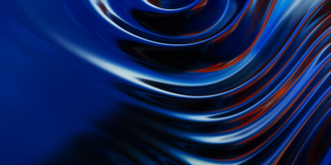Aufkleber - Abstract metallic soft waves, shiny iridescent liquid shapes. 3d render illustration