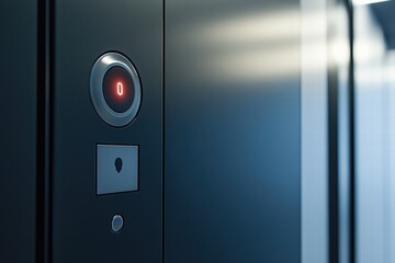 Poster - Door panel featuring a security level indicator in a modern building environment