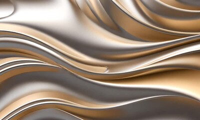 Poster - Abstract background features fluid metallic silk with dynamic wavy effects