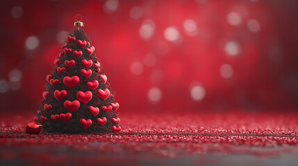 Wall Mural - Christmas tree made of hearts