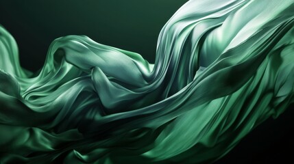 Poster - Green 3D abstract motion on a dark background