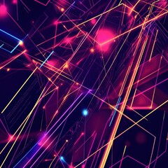 Poster - Geometric abstract design featuring vivid red and purple lines in dynamic arrangement. Generative AI
