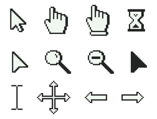 Poster - minimalist pixel art cursor and icon set, cursor icon set, cursor pointers, cursor mouse icon set, z