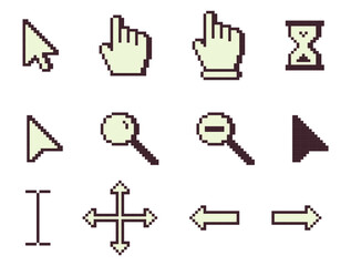 Poster - colored pixel art computer cursor icons set, cursor icon set, cursor pointers, cursor mouse icon set