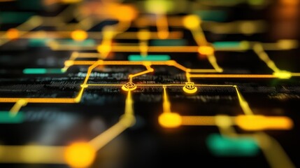 Poster - Abstract glowing network lines and nodes on dark background.