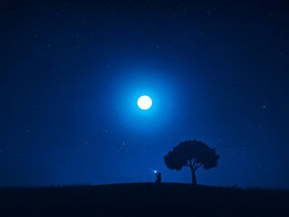 Wall Mural - Moonlit Night with Individual Directing Laser Beam