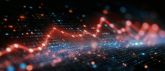 Poster - Dynamic visualization of data trends displayed with vibrant colors illustrating fluctuations