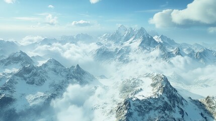 Wall Mural - Stunning panoramic view of the snow capped alps with lush vegetation and clear blue sky