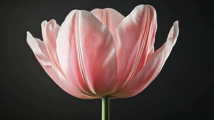 Wall Mural - Delicate pink flower with smooth petals showcased against a dark background highlighting its beauty and elegance