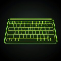 Poster - A glowing neon green outline of a computer keyboard against a dark background, creating a futuristic vibe.