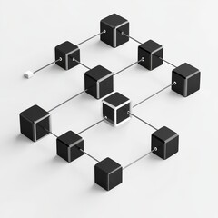 Poster - Abstract geometric design featuring interconnected black and white cubes, showcasing a modern and minimalistic aesthetic.
