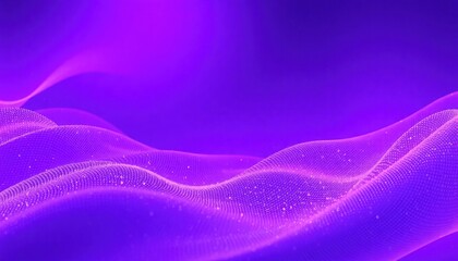 Abstract purple 3D design background with glowing lights, smooth texture. Purple waves, dots create dreamy futuristic space-like effect. Digital artwork suitable as wallpaper graphic design element.