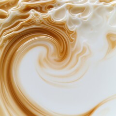 Poster - Close-up of swirling cream and caramel, creating an abstract and creamy texture.
