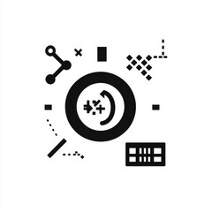 Poster - Abstract black and white graphic representing technology and data analysis concepts.