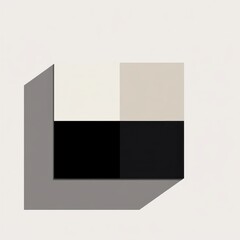 Poster - Abstract geometric design featuring contrasting black, white, and grey squares with a soft shadow effect.