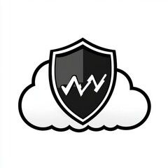 Poster - Stylized cloud icon with a shield, symbolizing security and protection in a digital environment.