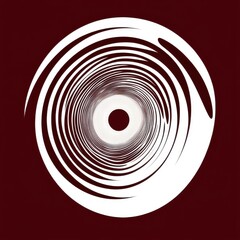 Poster - Abstract circular design with swirling white patterns on a deep maroon background.