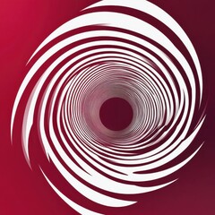 Poster - Abstract vortex design with dynamic white spirals on a deep red background, creating a sense of movement and depth.