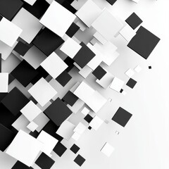 Poster - An artistic arrangement of black and white cubes creating a dynamic 3D effect.