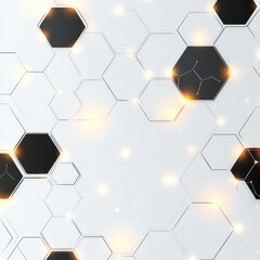 Poster - Abstract pattern featuring glowing hexagons in black and white, creating a modern and tech-inspired aesthetic.
