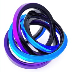 Poster - Abstract geometric design featuring intertwined blue and purple rings, creating a modern artistic look.