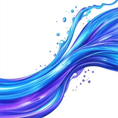 Poster - Vibrant blue and purple wave with splashes, illustrating fluid movement and energy.