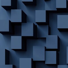 Poster - A captivating abstract design featuring three-dimensional blue cubes against a dark background.