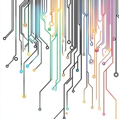 Poster - Colorful abstract circuit board design with a mix of lines and dots, creating a vibrant tech-inspired look.
