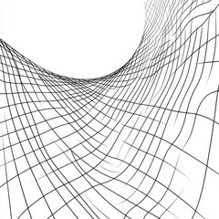 Poster - Abstract monochrome lines creating a dynamic 3D wave-like pattern on a white background.