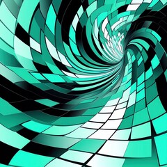 Poster - Geometric swirl in shades of teal and black, creating a dynamic and modern digital design.