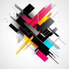 Poster - A vibrant abstract geometric composition featuring bold colors and dynamic shapes in a modern design.