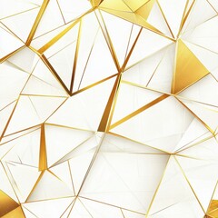 Poster - An abstract composition of golden and white geometric facets creating a modern, luxurious feel.