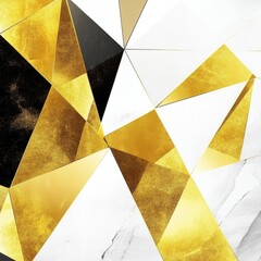 Poster - Abstract geometric design featuring gold, black, and white triangles.
