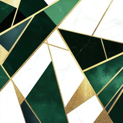 Poster - Elegant green and gold geometric patterns create a modern and sophisticated backdrop.