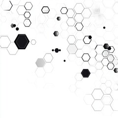 Poster - Abstract black and white hexagon pattern creating a modern, geometric design.